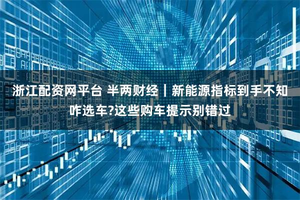 浙江配资网平台 半两财经｜新能源指标到手不知咋选车?这些购车提示别错过